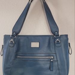 Kenneth Cole Purse New York Womens Blue Shoulder Bag Genuine Leather