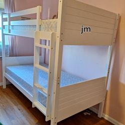 Bunk Beds Frame Twin Over Twin Size Color Espresso Or White 