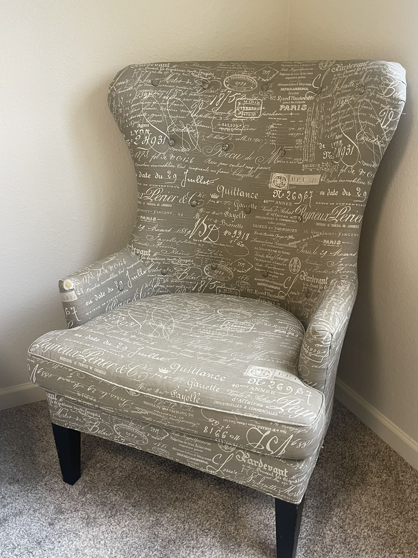 Oversized High back Parisian Motif Armchair Moving Sale