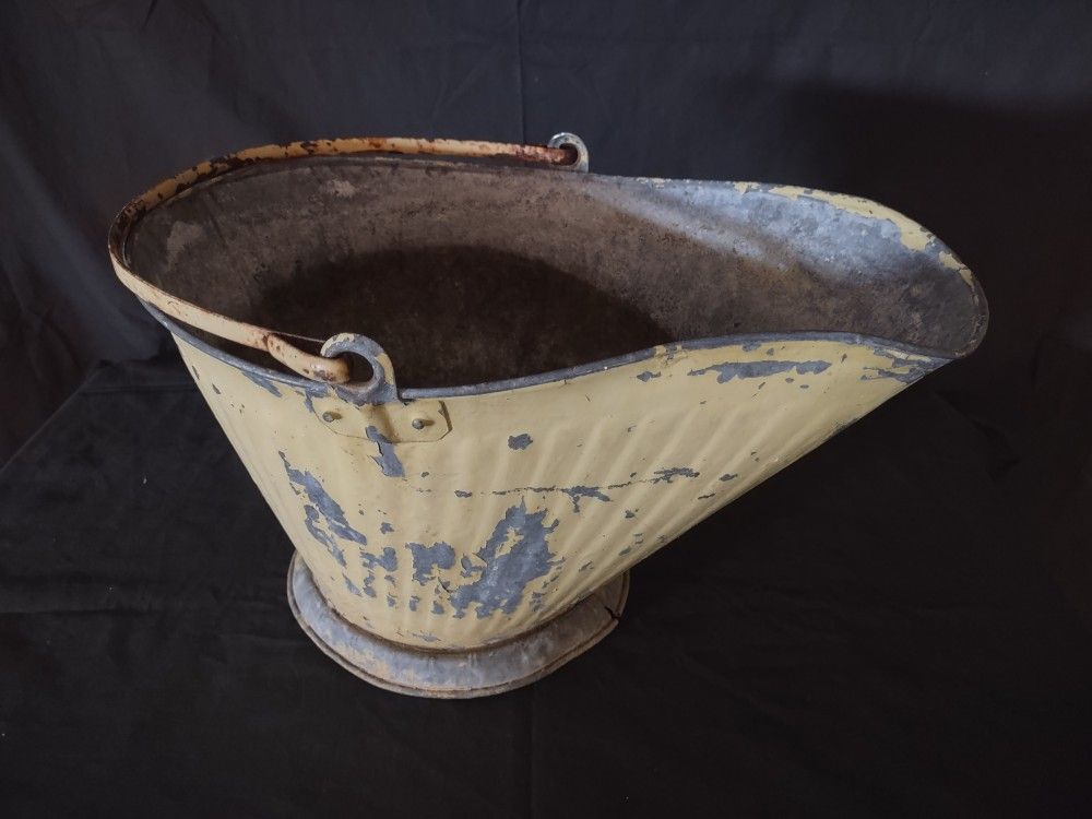Antique Vintage Metal Galvanized Coal Bucket