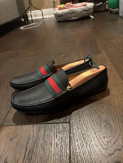 Gucci Web Accent Leather Driver loafers