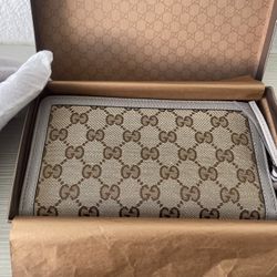 Authentic Gucci Canvas Round Zip Wallet 