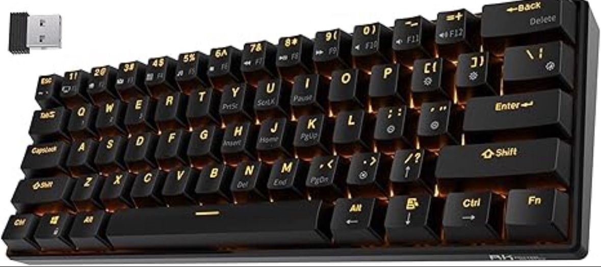 RK ROYAL KLUDGE RK61 Wireless 60% Triple Mode Mechanical Keyboard, 61 Keys Bluetooth Mechanical Keyboard, Compact Gaming Keyboard with Programmable So