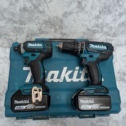 Makita 18V Lithium-Ion 1/2 in. Hammer Drill and Impact Driver Kit with two Batteries (3.0 Ah)