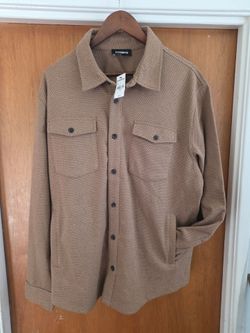Men's Express XL knit shirt jacket tan