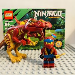 Ninjago Ninja and Dinosaur Set Red Gold | New Custom LEGO Compatible Toys