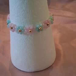 Pink And Blue Daisy Bracelet 