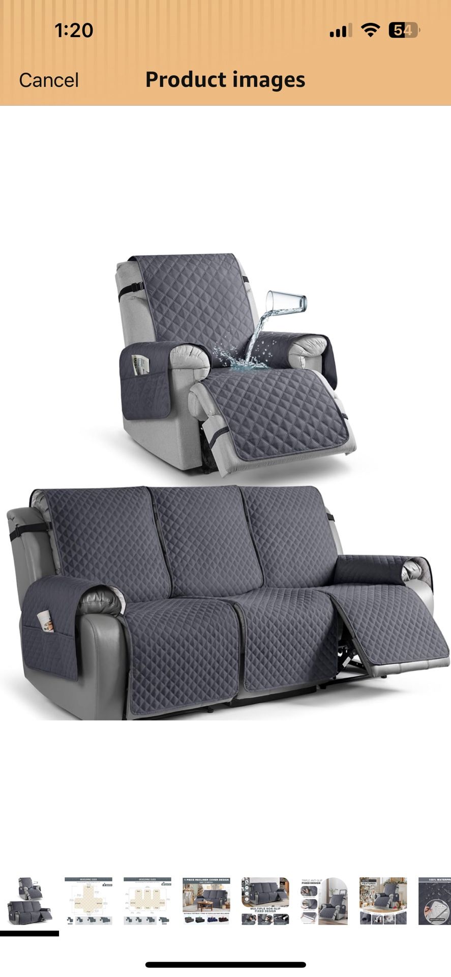 Recliner Sofa Cover Bundles Recliner Sofa Cover 3 Seat，Recliner chair Cover, Dark Grey