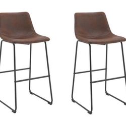 Metal Brown Rustic Bar Height Bar Stools with Back and Footrest (Set of 2)