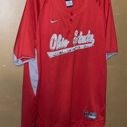 Nike Team NCAA Ohio State Baseball Jersey Mens Size Large Used Pre Owned Button.