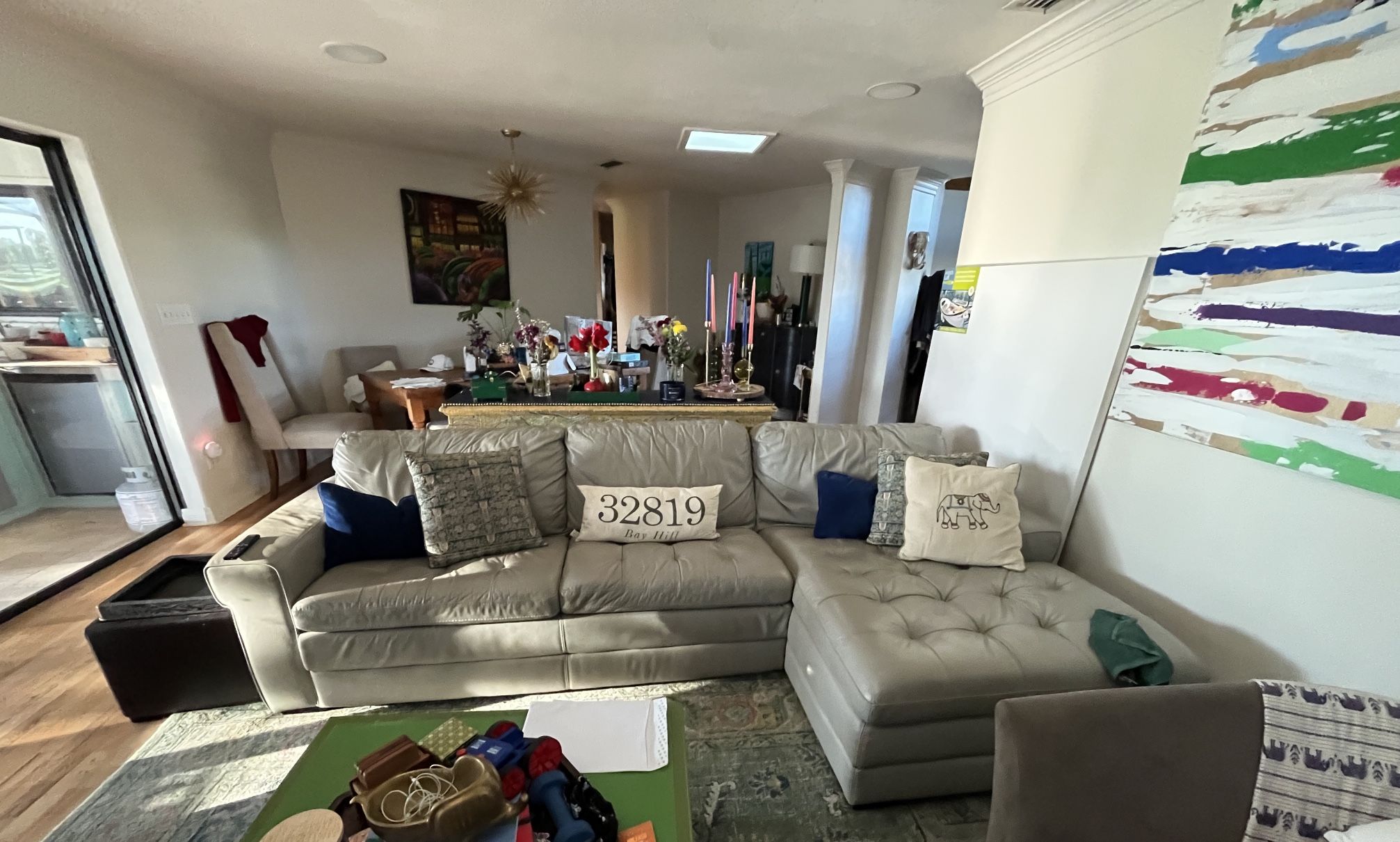 Havertys Grey Leather Couch 