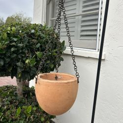 Vintage hanging terracotta clay pottery Planter Urn Pedestal Garden Pot Small Flowers Succulent Metal Chain Hanging Retro