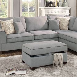 Brand New Plush Comfy Sectional Set With Storage Ottoman 