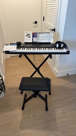 NEW - 61-Key Electronic Keyboard with Stand, Bench & Headphones
