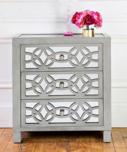(2) 3-Drawer Silver Nightstands