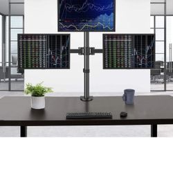HUANUO HNHM3 Triple Monitor Stand, Free Standing, Fits 13–27 Inch LCD LED Computer Screens, Adjustable Desk Mount for Office or Home