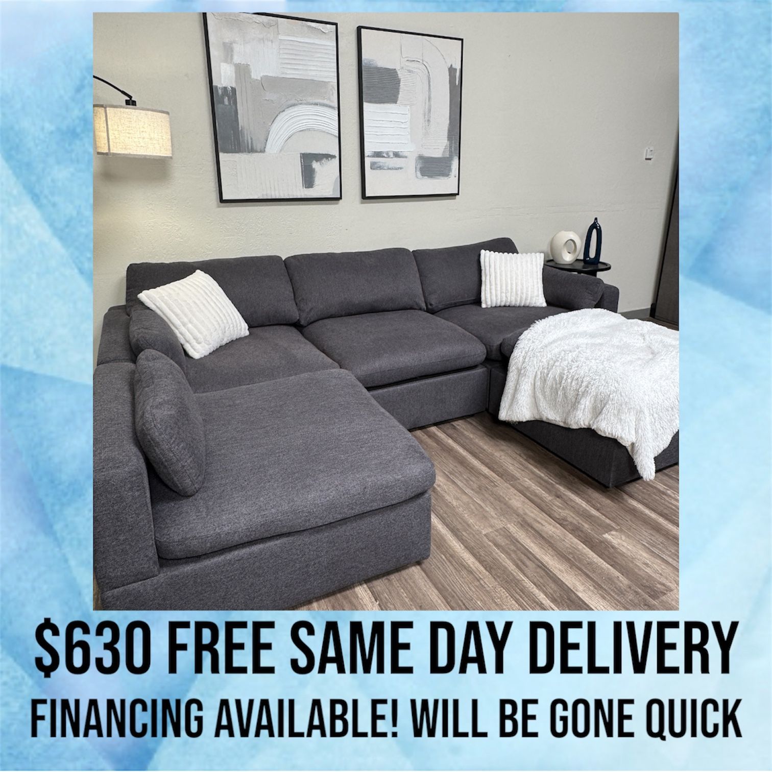 FREE DELIVERY Gray Sectional Couch Sofa Grey Modular 5 Piece