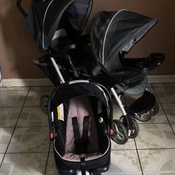 GRACO DOU GLIDER DOUBLE STROLLER WITH CAR SEAT!!!!