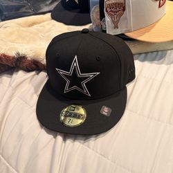 Dallas Cowboys Black Fitted Hat 7 1/4