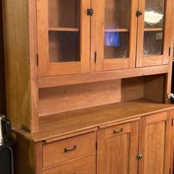 Primitive Amish Antique Hoosier Hutch curio sideboard cabinet obo