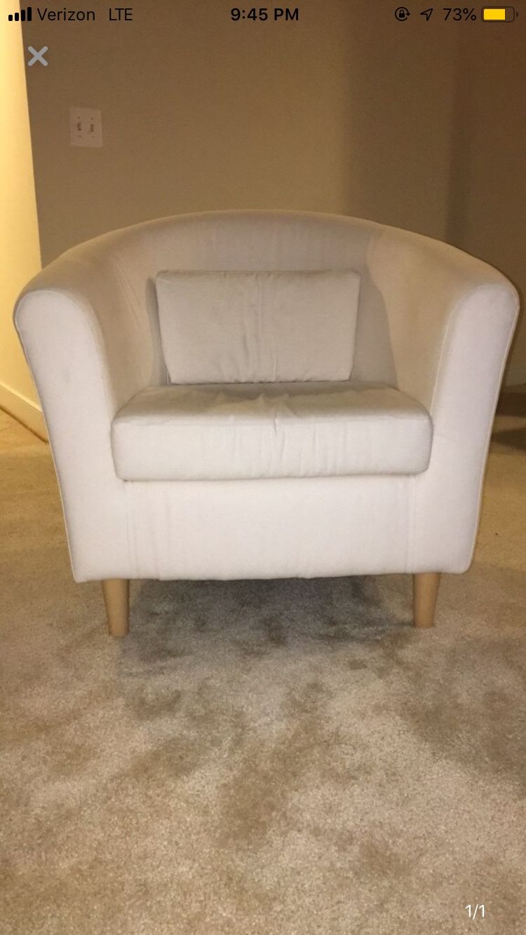 White covered armchair