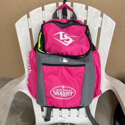 Girls Youth Softball Equipment Backpack By Louisville Slugger Pink & Grey