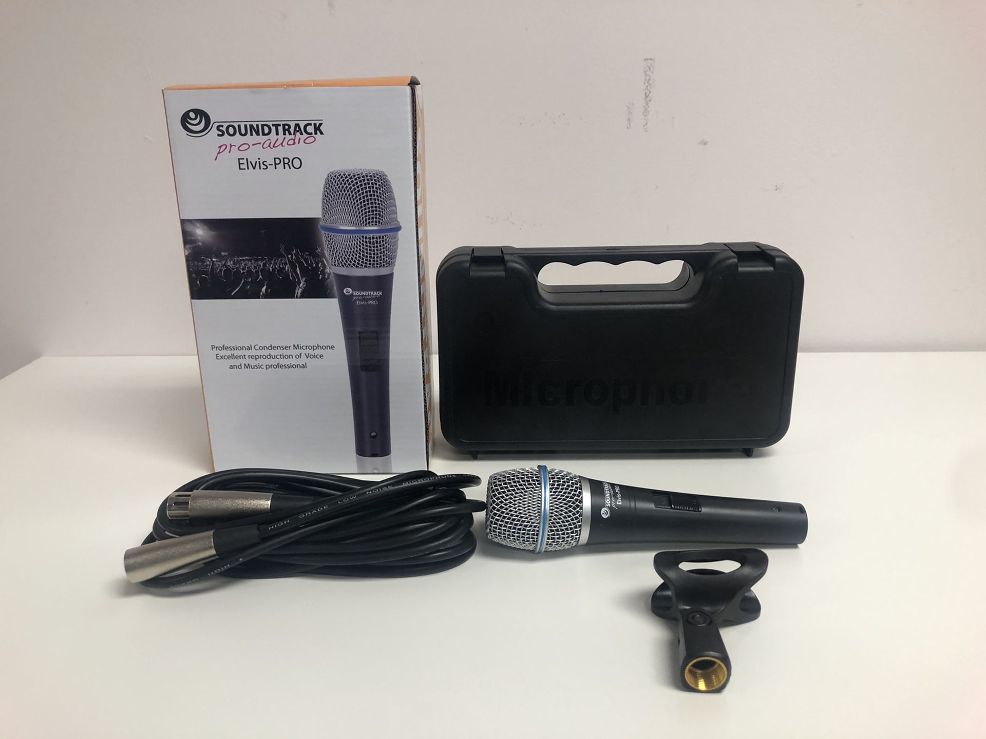 Elvis Pro. Condenser Microphone .Cable and case included.Excellent reproduction of voice and music professional