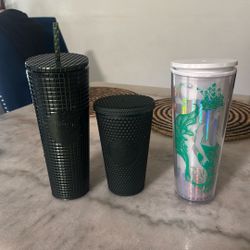 Used Starbucks Take All Together No Straws On Two  