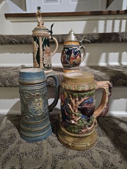 Set of 4 Vintage German Beer Steins