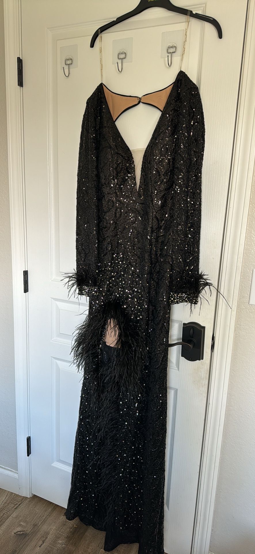 Feather Black Sequin Dress