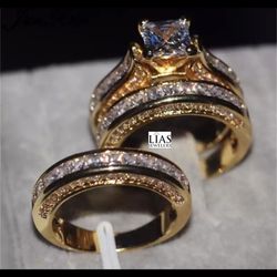 New 14k Yellow Gold Wedding. Ring Set 