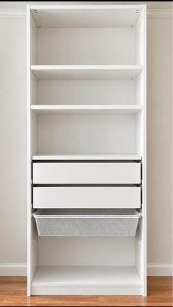 White Bookcase with Drawers and Basket IKEA pax wardrobe closet ’