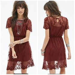 Burgundy Lace Tunic Dress
