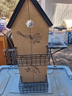 Birdhouse Wall Organizer with Wire Baskets