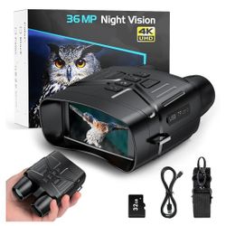 Night Vision Goggles for Adults, 4K Infrared Night Vision Binoculars with Rechargeable Battery and Anti-Shake Motion Detection for Camping