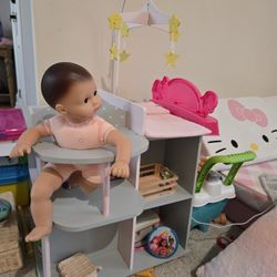 Like New wooden  Baby Doll Changing/crib Station 
