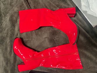 Red leathered boots