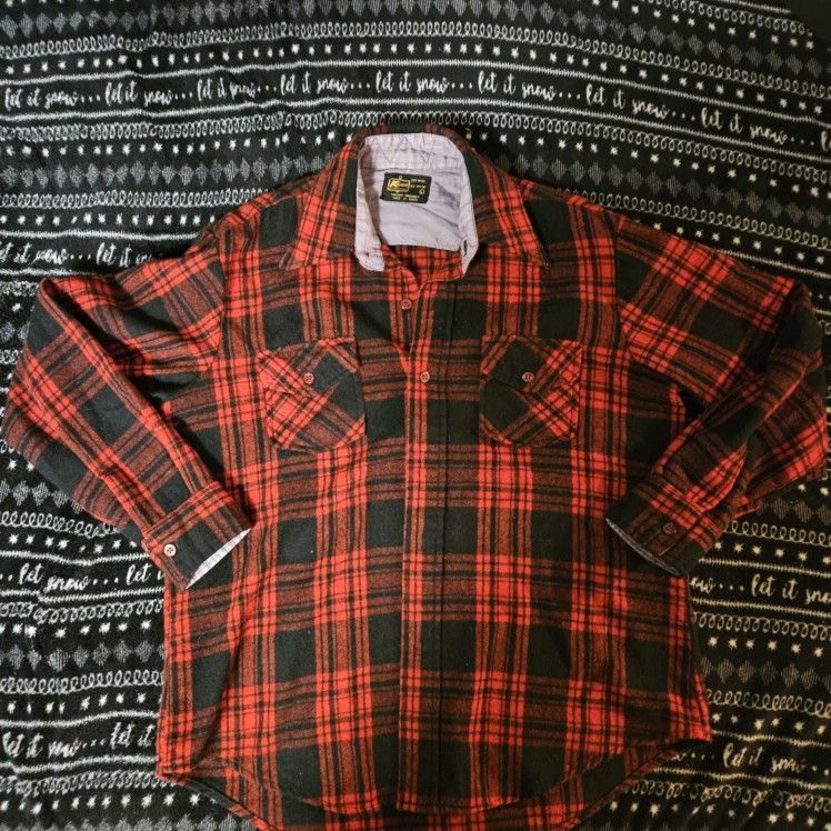 Vintage K-Mart Plaid Flannel, Pendleton Style Button Up Wool Shirt