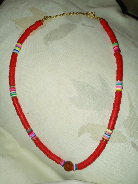 Red Puka Shell Necklace 