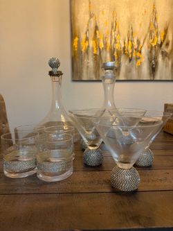 Z gallerie glasses- martini, cocktail, wine decanters