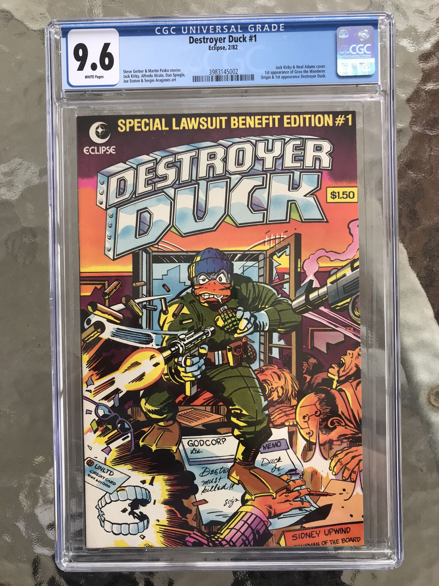 Destroyer Duck #1 (1982) CGC 9.6 — White Pages; 1st Groo The Wanderer & Destroyer Duck