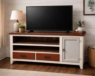 Multi Color 60 inch Solid Wood Rustic Tv Stand