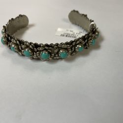 .925 Silver Turquoise Bangle Bracelet 