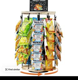 🔥Brand new🔥360° Rotating Wooden Snack Stand | 5-Tier Candy Display 40 Clips Snack Organizer| Rack for Concession Stand Countertop Snack Stand Party 