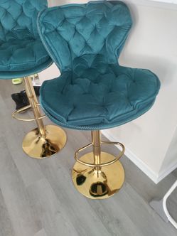 Velvet Swivel Adjustable Height Bar Stool Set Of 2 Black (Set of 2)

