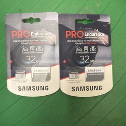 2x New Samsung PRO Endurance 32GB microSD Cards - Dash Cam / Security / Bodycam - Sealed w/ Adapters