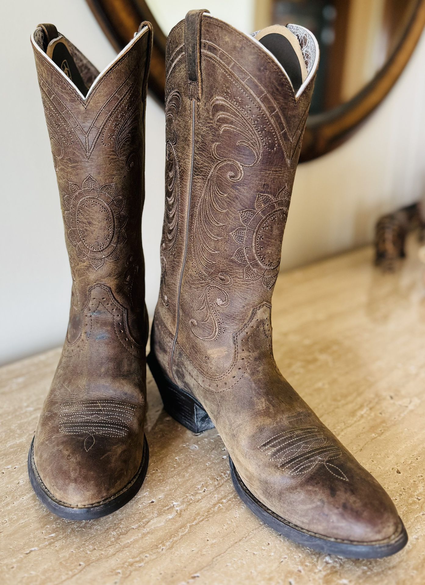 10010970 MAGNOLIA Sunflower Stitch Womens Western Cowboy Boots, Size 7