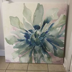 Watercolor Succulent Print On Canvas