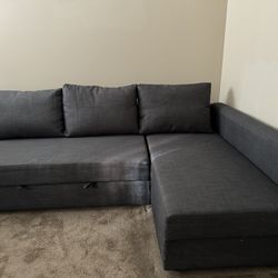 IKEA FRIHETEN Sleeper sectional,3 seat w/storage, Hyllie dark gray