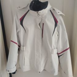 ZeroXposur Women's SMALL White Jacket Hooded Zip Pockets Removable Lining Coat